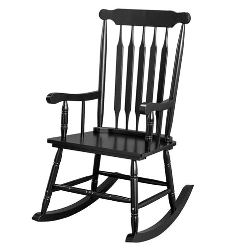 Chaise à bascule LuxePorch™ en bois de peuplier noir – Style Windsor