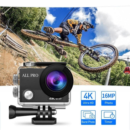 Caméra 4K WiFi étanche avec télécommande RF – Kit complet accessoires