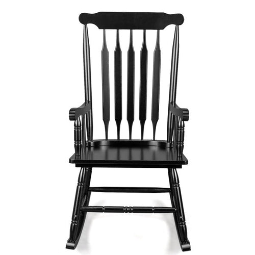 Chaise à bascule LuxePorch™ en bois de peuplier noir – Style Windsor