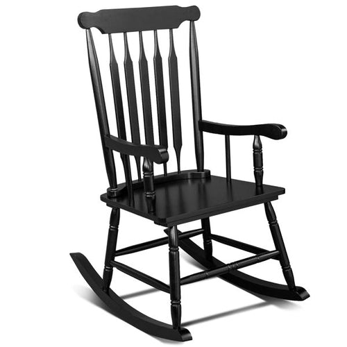 Chaise à bascule LuxePorch™ en bois de peuplier noir – Style Windsor
