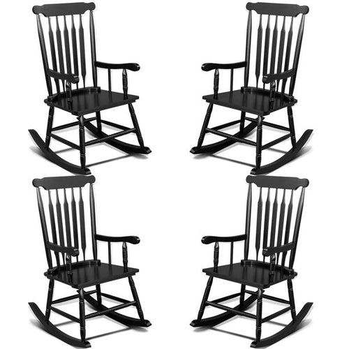 Chaise à bascule LuxePorch™ en bois de peuplier noir – Style Windsor