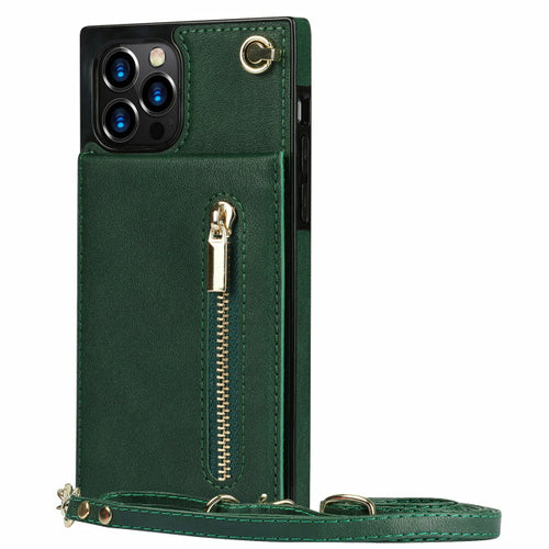 Coque iPhone portefeuille slim avec fermeture éclair et bandoulière