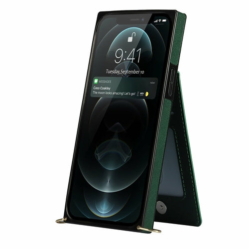 Coque iPhone portefeuille slim avec fermeture éclair et bandoulière