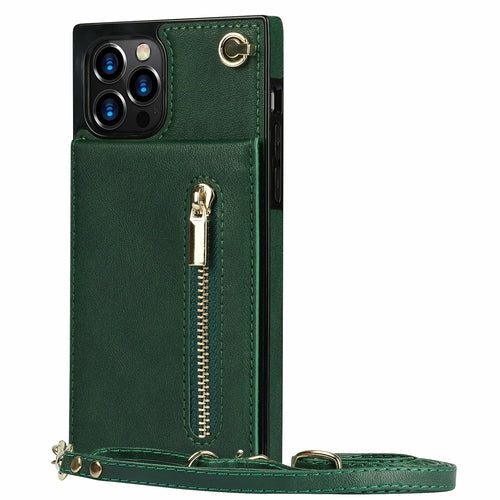 Coque iPhone portefeuille slim avec fermeture éclair et bandoulière